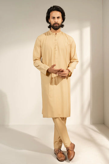 BEIGE UNSTITCHED KAMEEZ SHALWAR