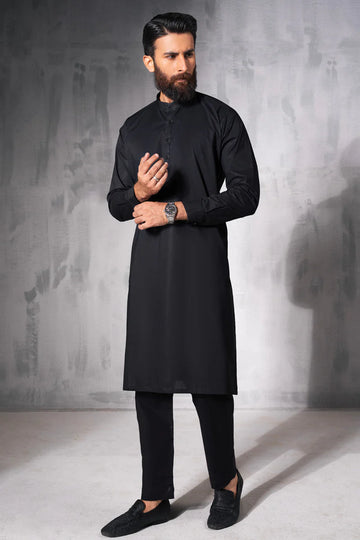 BLACK UNSTITCHED KAMEEZ SHALWAR