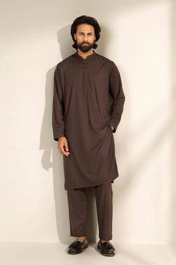BROWN UNSTITCHED KAMEEZ SHALWAR