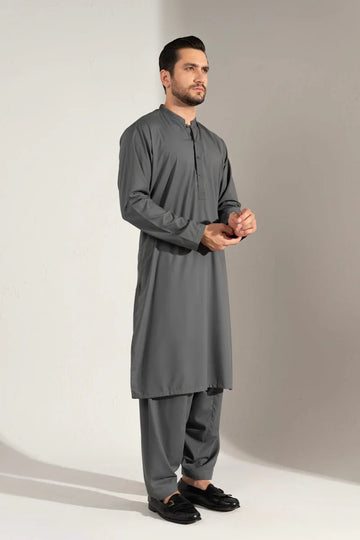 GRAY UNSTITCHED KAMEEZ SHALWAR