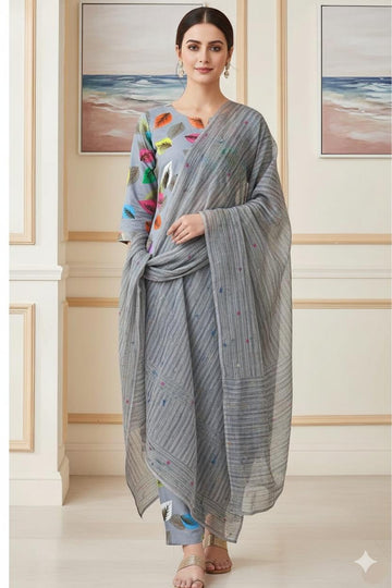 MULTICOLOR PRINTED KHADDAR UNSTITCHED 3PC