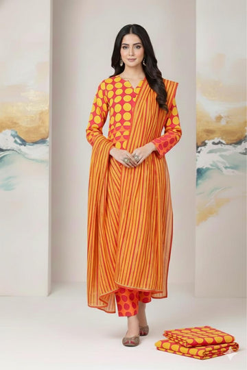 MULTICOLOR PRINTED KHADDAR UNSTITCHED 3PC