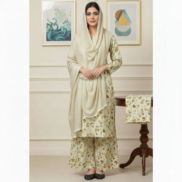 MULTICOLOR PRINTED KHADDAR UNSTITCHED 3PC